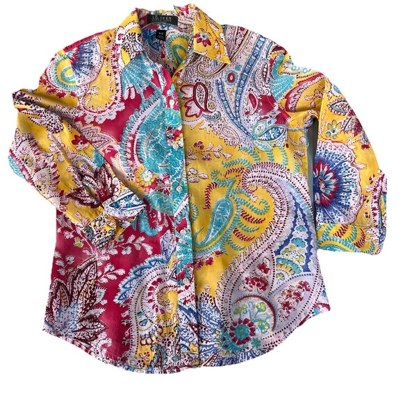 Lauren Ralph Lauren Blouse Petite Women’ P/S Multicolor Floral Summer Vacation - Picture 1 of 9